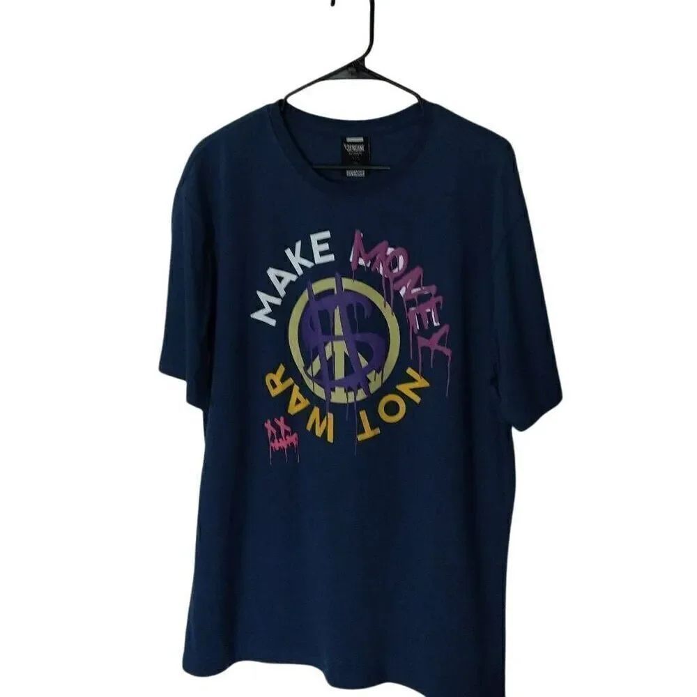 Make Money Not War Tshirt by Genuine Garments, XXL, Blue NWOT - Picture 2 of 7